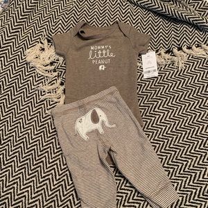 Adorable Elephant Matching 2 Piece Onesie snd Pant Set
